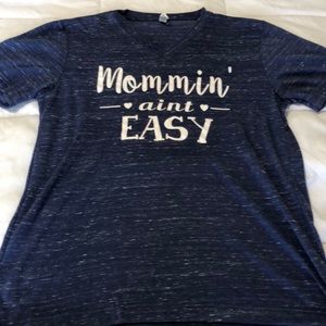Heathered blue quote T-shirt.